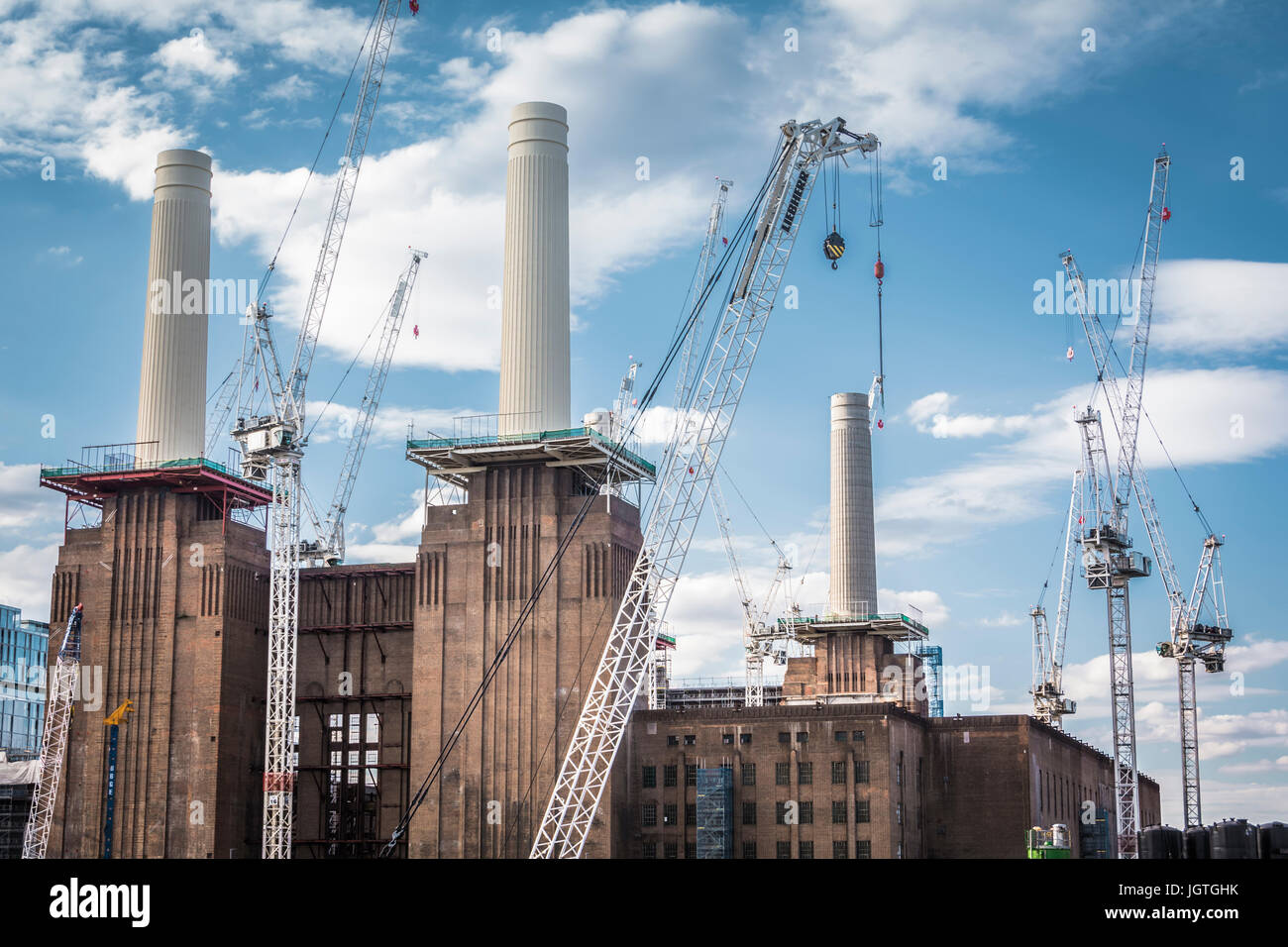 The new Battersea Power Station housing development under construction