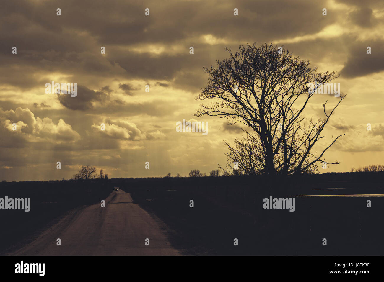Stormy sky and asphalt road Stock Photo - Alamy