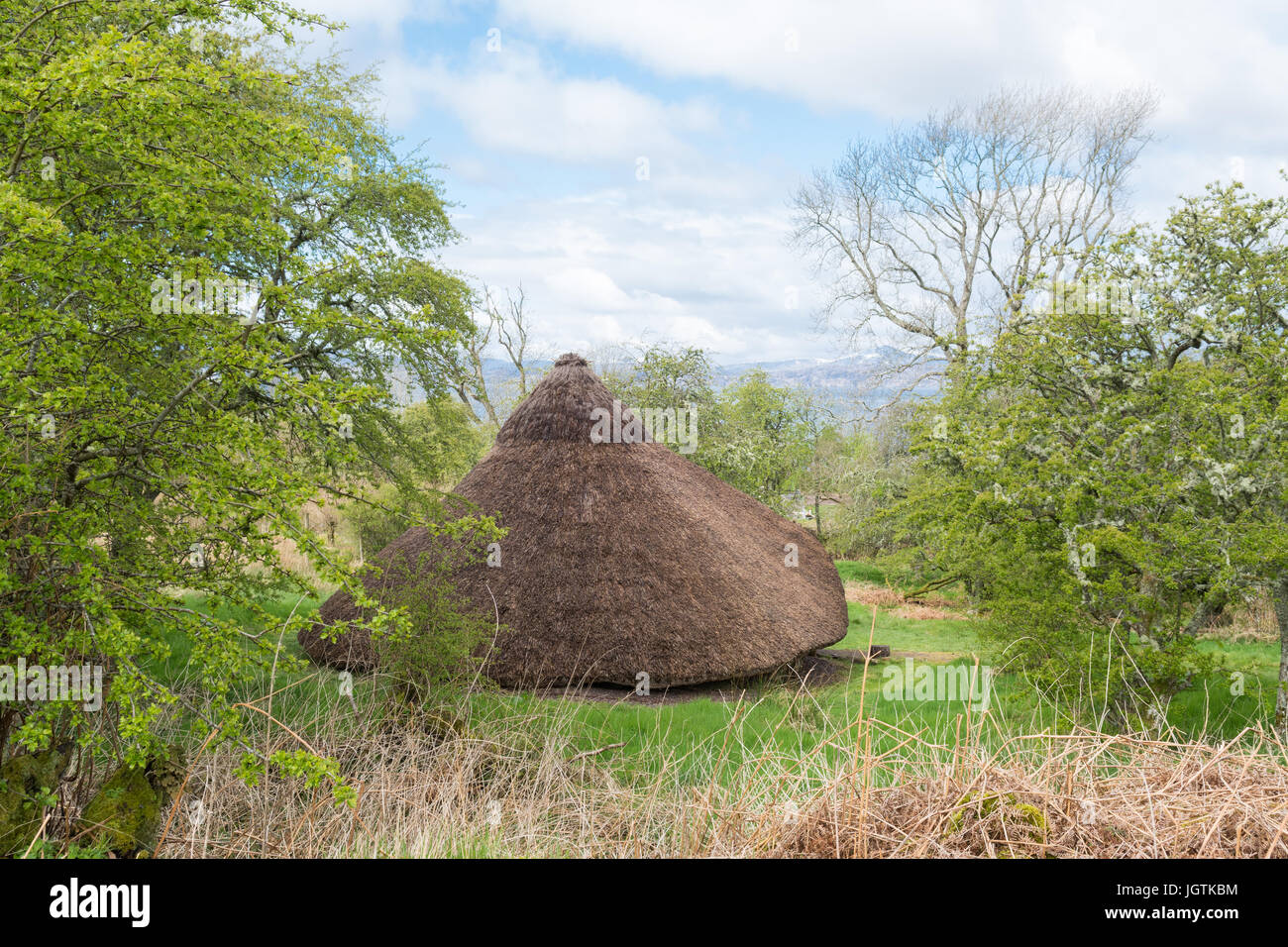 relica roundhouse on the Applecross Archaeological Trail, Applecross, Scotland, UK Stock Photo