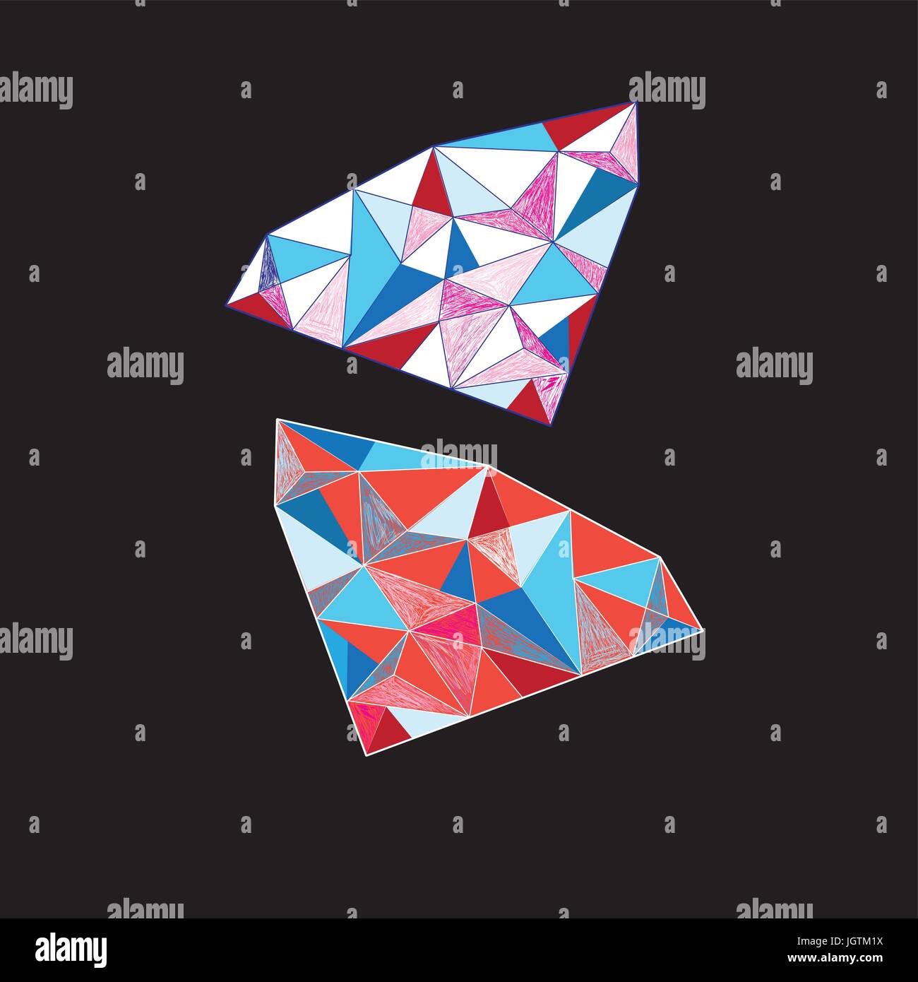 Vector geometric abstract crystals on a black background Stock Vector ...