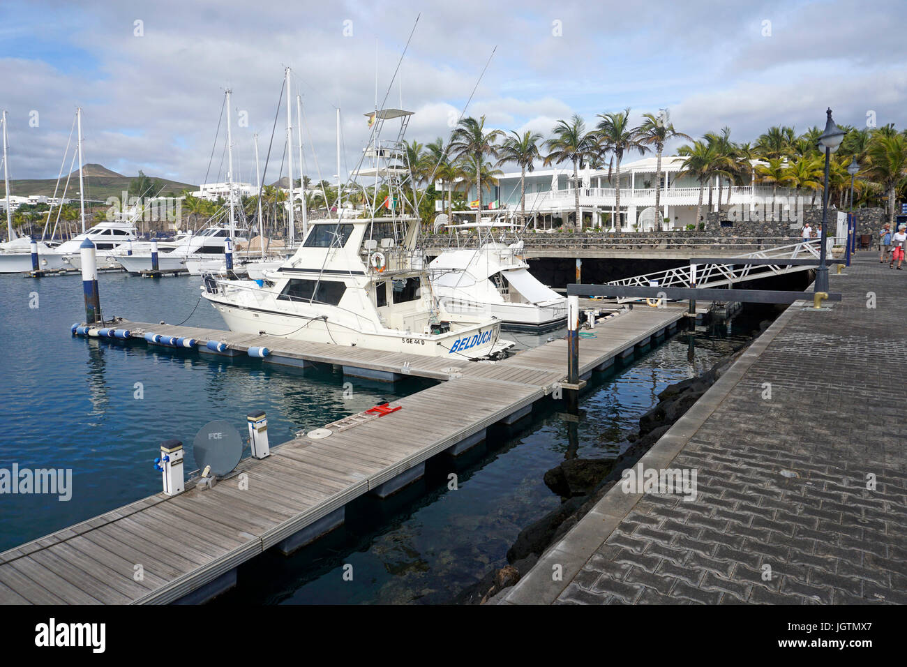 Marina, Yacht harbour of Puerto Calero, Lanzarote island, Canary islands, Spain, Europe Stock Photo