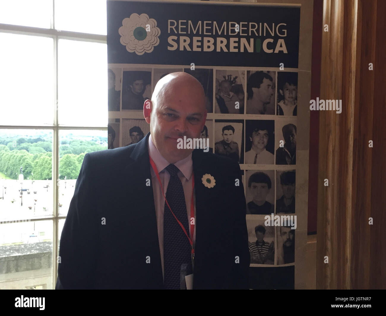 BEST QUALITY AVAILABLE Chairman of the Community Relations Council Peter Osborne at Stormont who has warned against sliding into the hatred of the past in Northern Ireland, as he commemorating 22 years since the slaughter of more than 8,000 Muslim men and boys by Bosnian Serb forces in the Balkan town of Srebrenica. Stock Photo