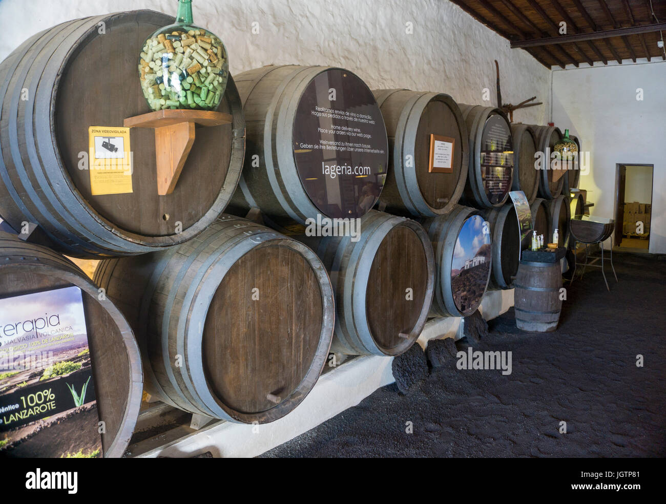 Bodega La Geria, wine tasting and wine for sale, La Geria, Lanzarote island, Canary islands, Spain, Europe Stock Photo