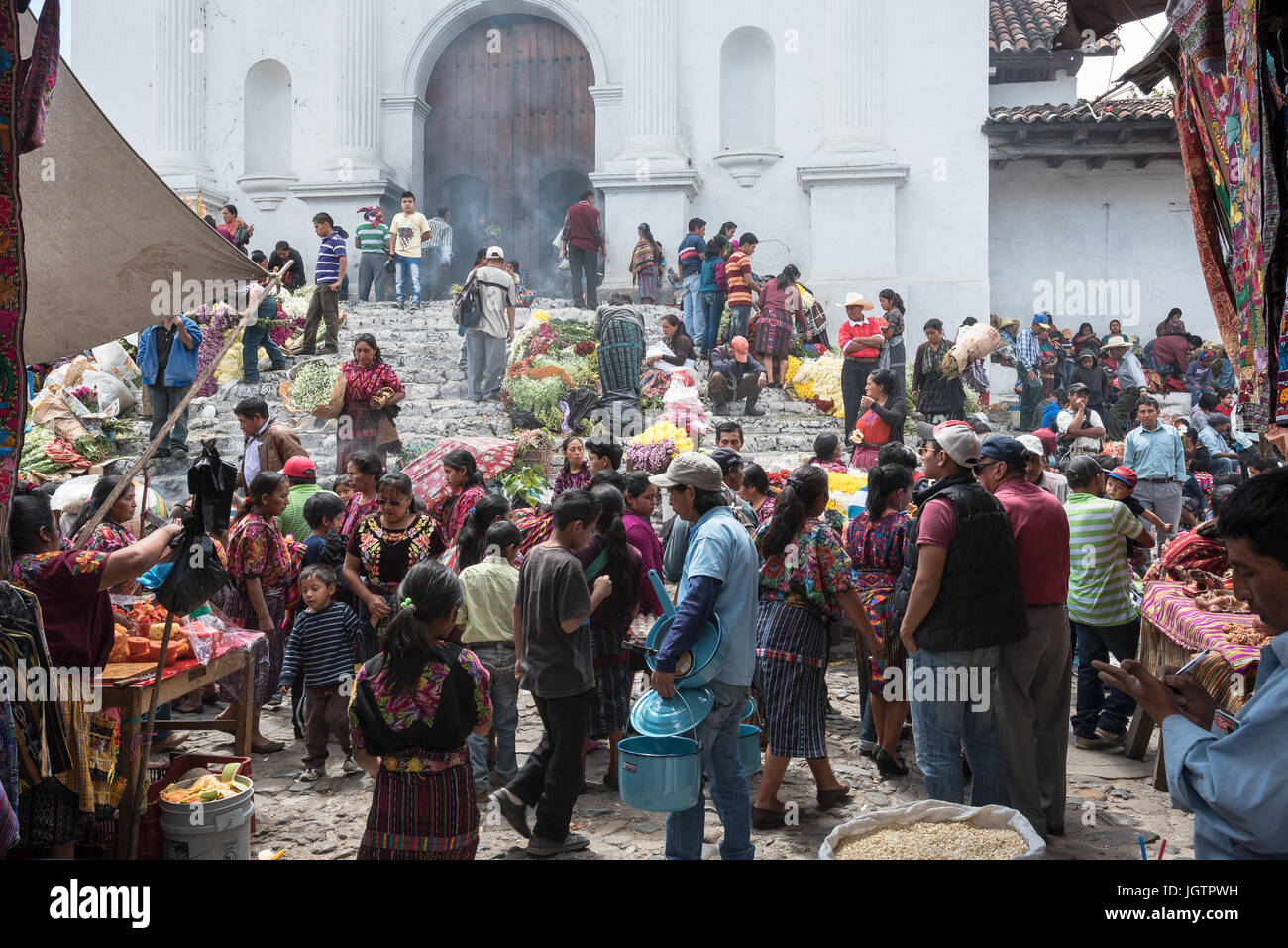 Street life, Chichicastenango Market, maya people Guatemala Stock Photo