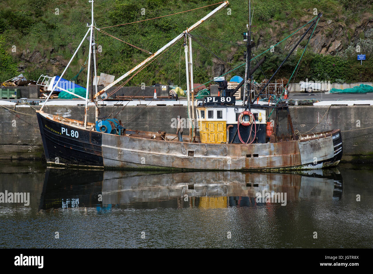 Old fishing boat in the harbour at Peel on The Isle of man. Stock Photo