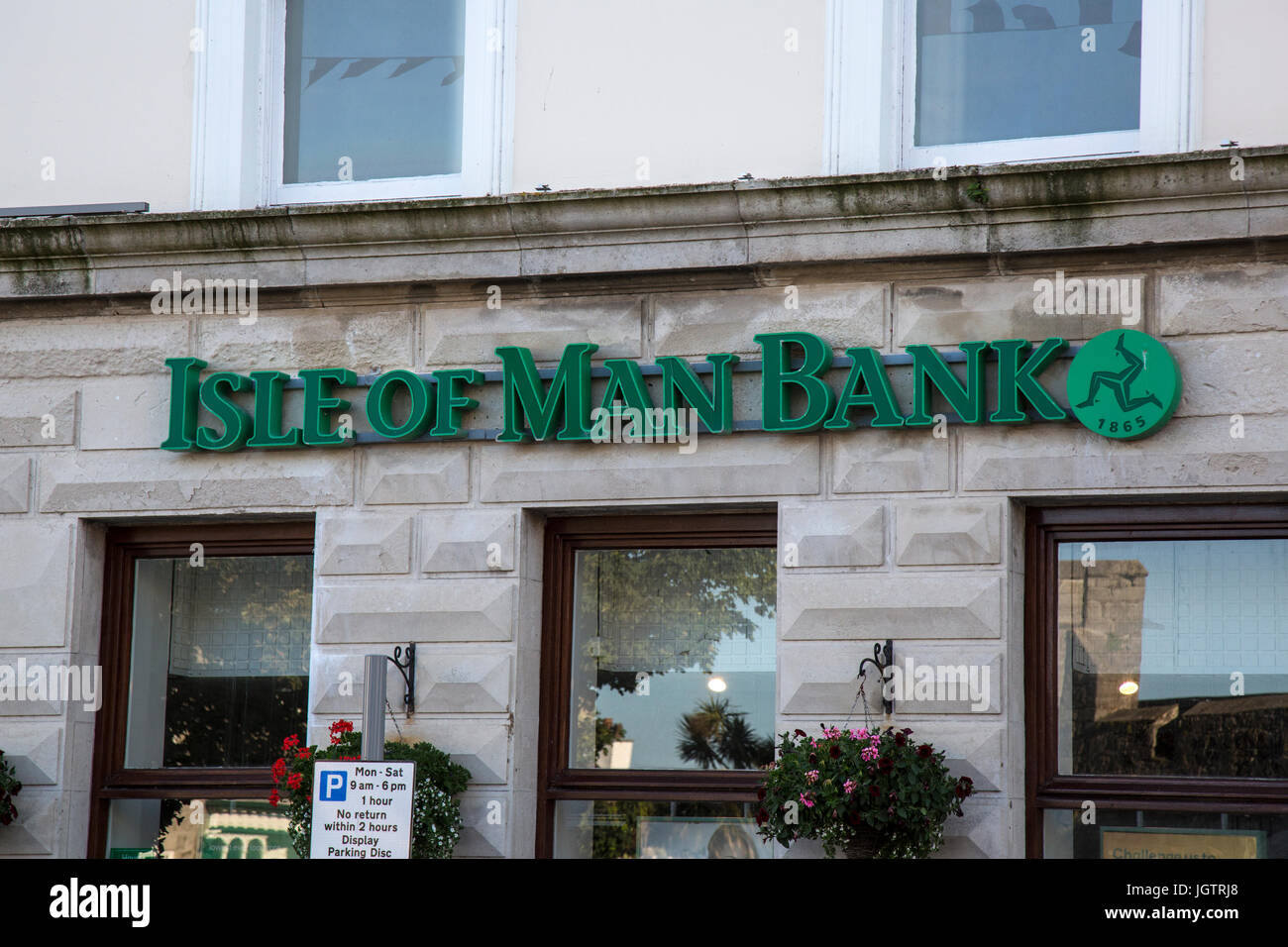 Front of The Isle of man Bank in Castletown, on The Isle of man. Stock Photo