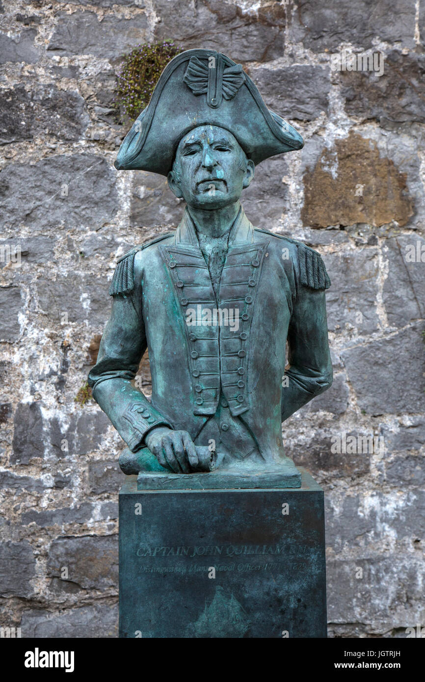 Statue of John Quilliam RN at the castle in Castle town on The Isle of Man. Stock Photo