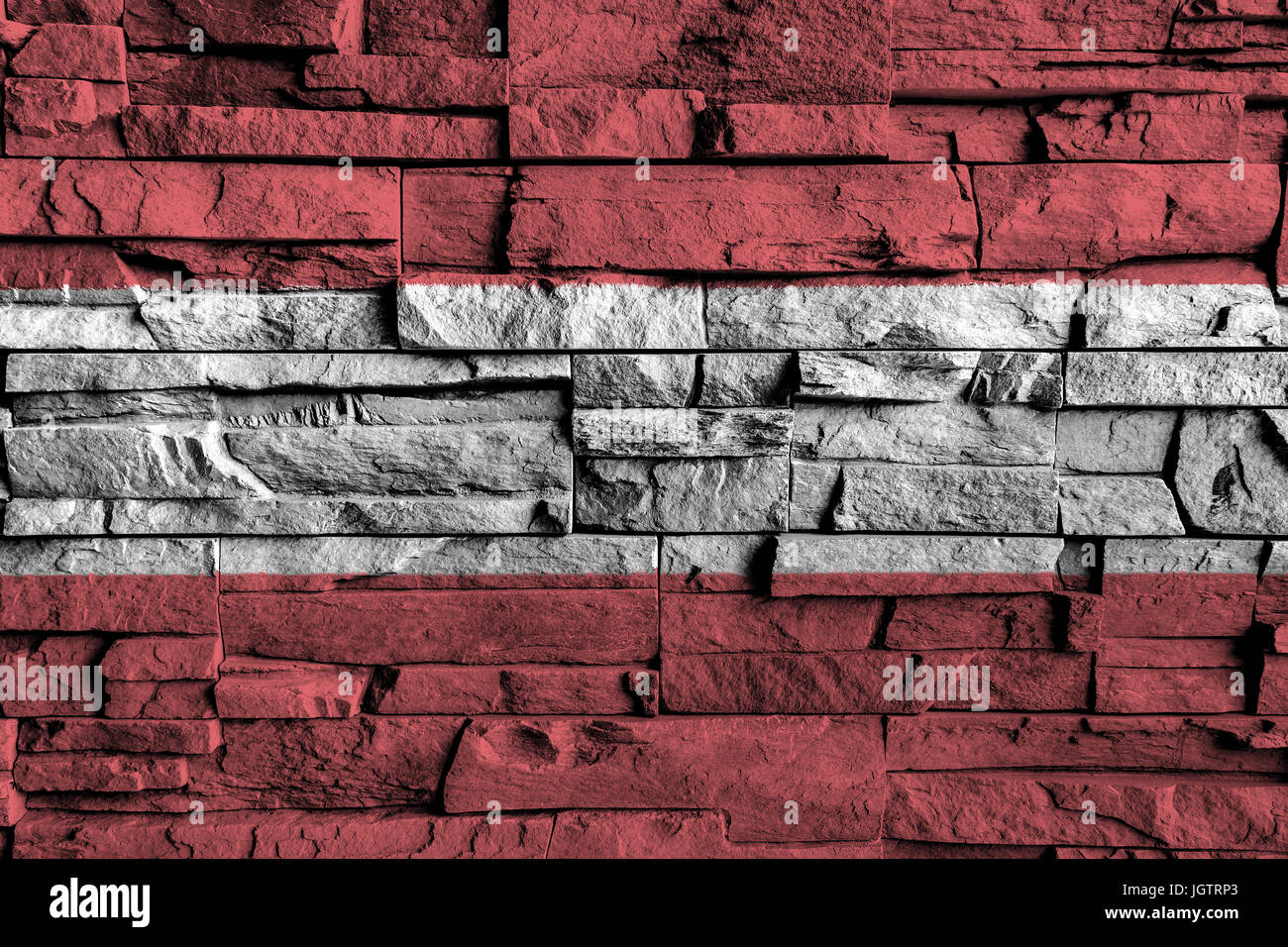 Austria flag painting on high detail of old brick wall . 3D ...