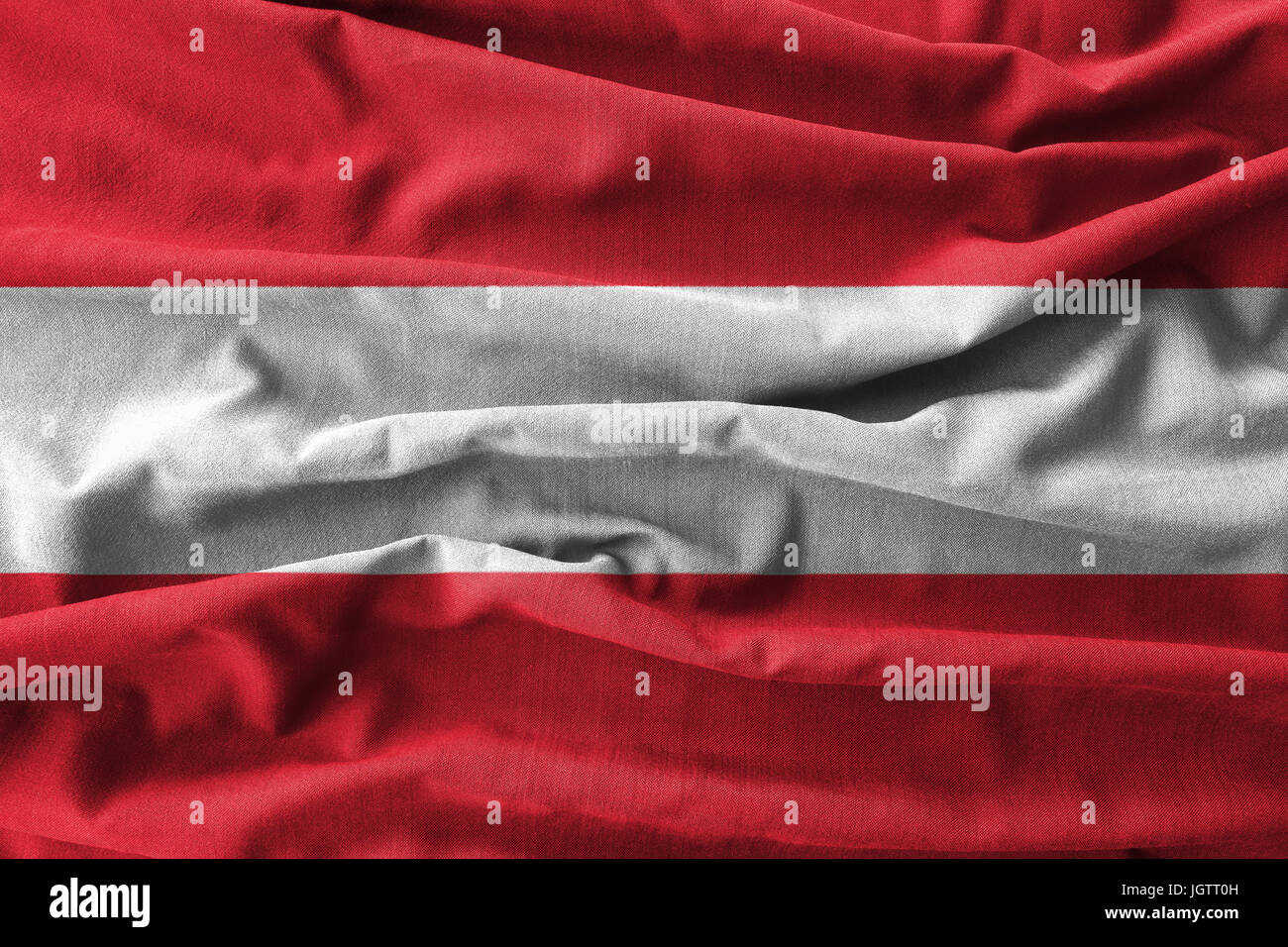 Austria flag painting on high detail of wave cotton fabrics . 3D illustration . Stock Photo