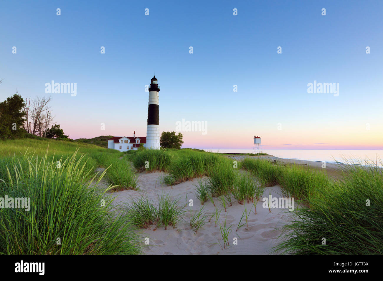 Big Sable Point Lighthouse in Ludington State Park. This is a popular lighthouse on Lake Michigan, available for tours Stock Photo