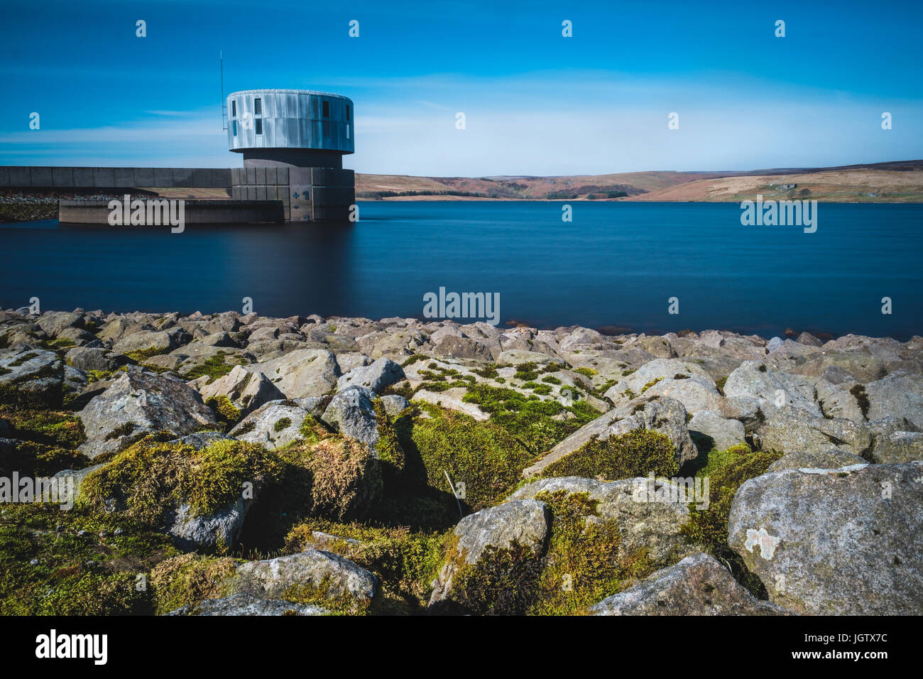 Reservoir control tower Stock Photo Alamy