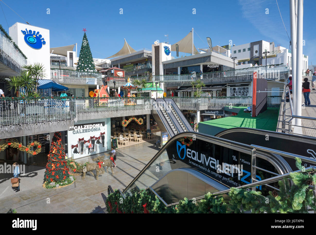 Modern shopping center at Puerto del Carmen, Lanzarote island, Canary islands, Spain, Europe Stock Photo