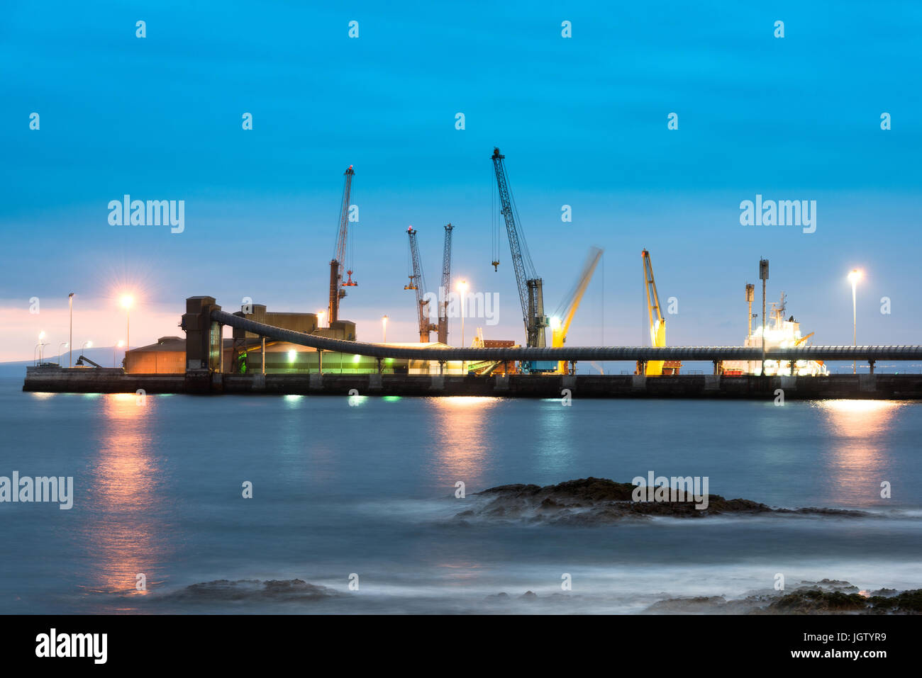 Night view of the port of Antofagasta in northern Chile Stock Photo
