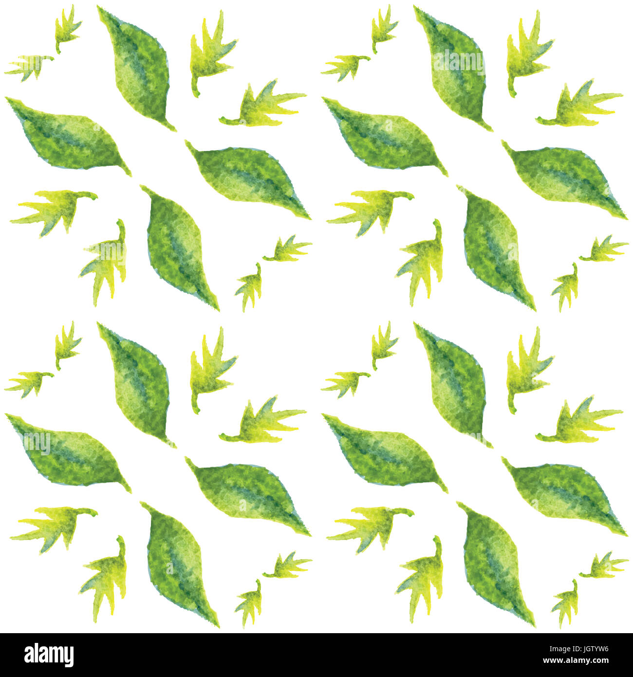 Beautiful seamless pattern with watercolor green leaves Stock Photo - Alamy