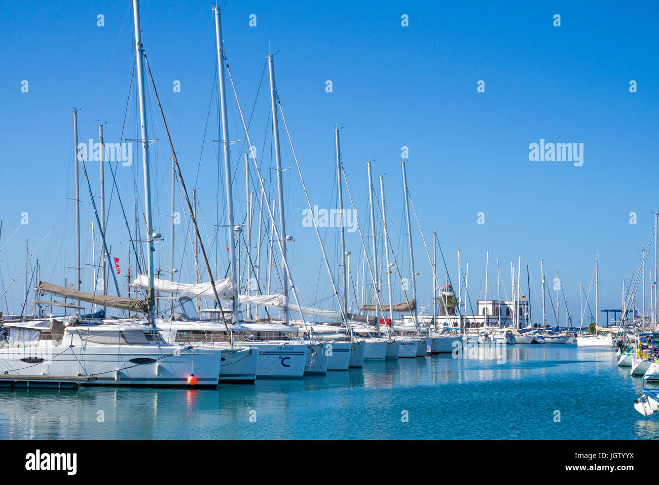 Marina Rubicon at Playa Blanca, Lanzarote island, Canary islands, Spain, Europe Stock Photo