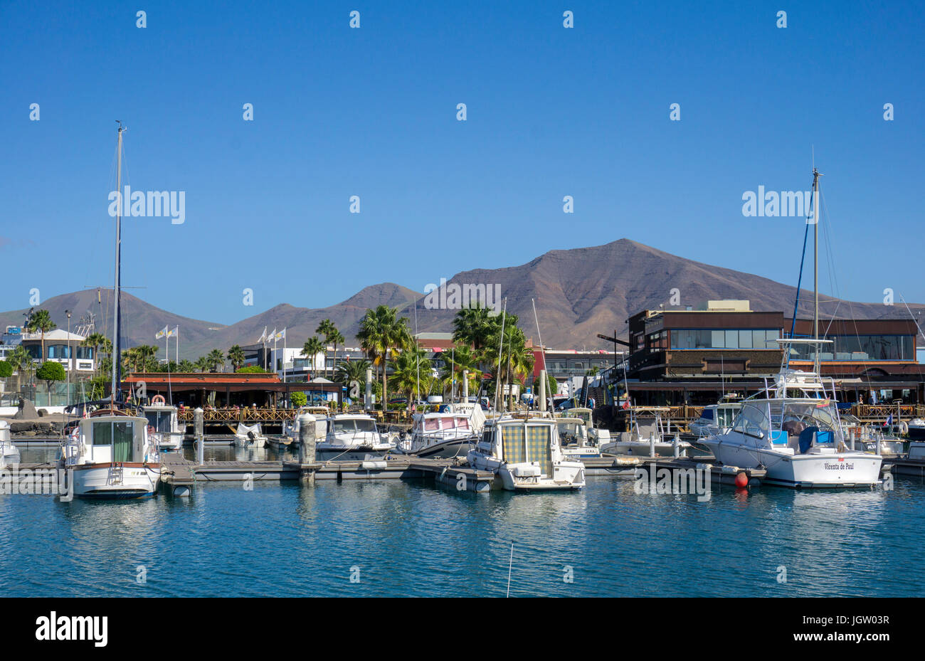 Marina Rubicon at Playa Blanca, Lanzarote island, Canary islands, Spain, Europe Stock Photo
