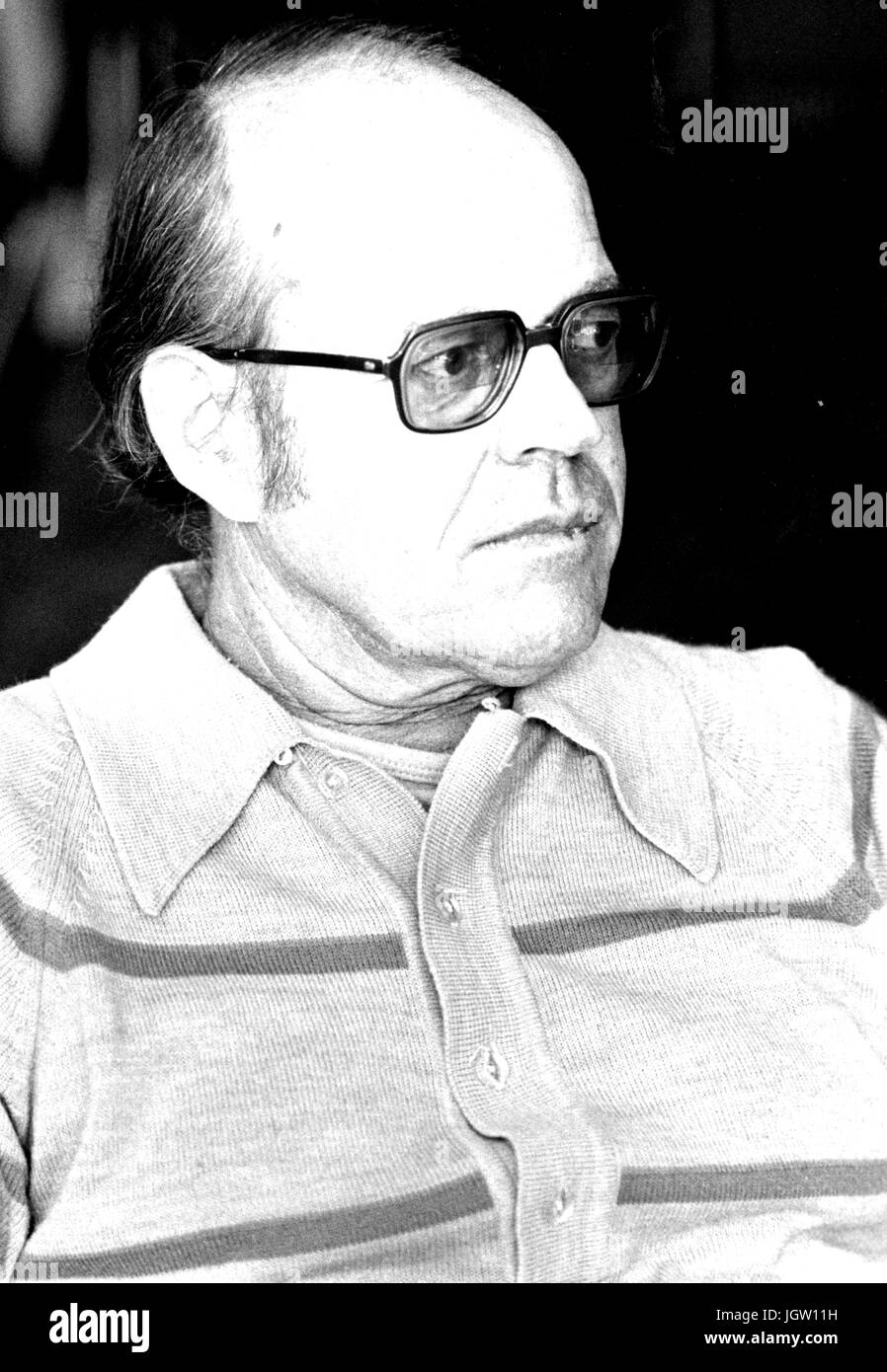 Candid sitting portrait of prominent geochemist and professor Hans Peter Eugster, 1980. Stock Photo