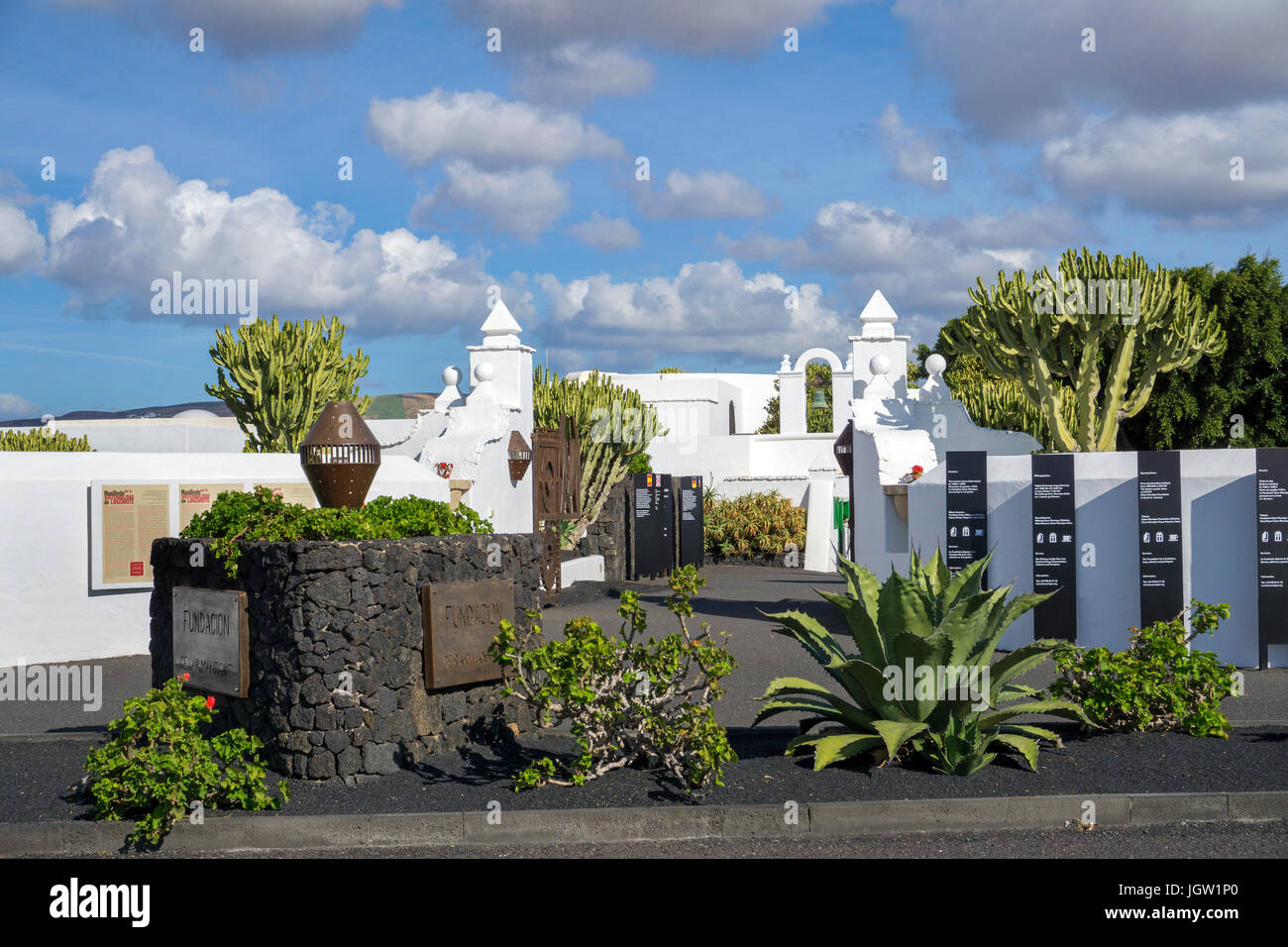 Entrance to Fundacion Cesar Manrique, Taro de Tahiche, Tahiche, Lanzarote island, Canary islands, Spain, Europe Stock Photo