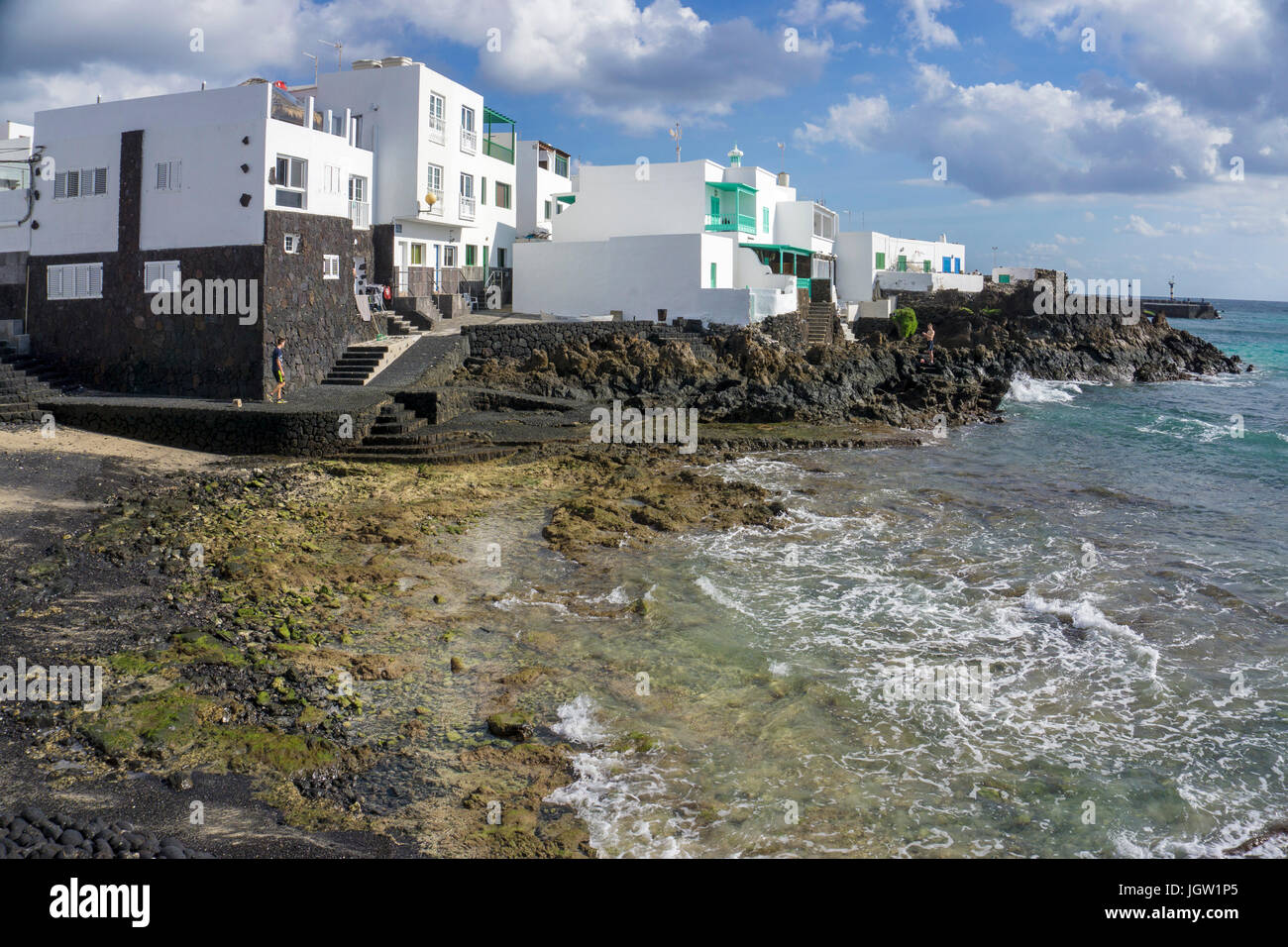 Typical canarian cube houses at Punta Mujeres, fishing village north of