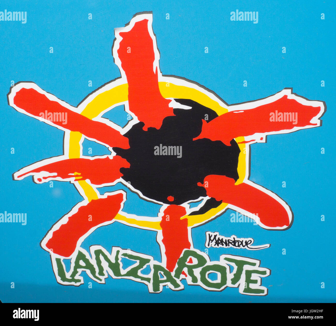 Logo of Lanzarote, designed by Cesar Manrique, Lanzarote island, Canary islands, Spain, Europe Stock Photo