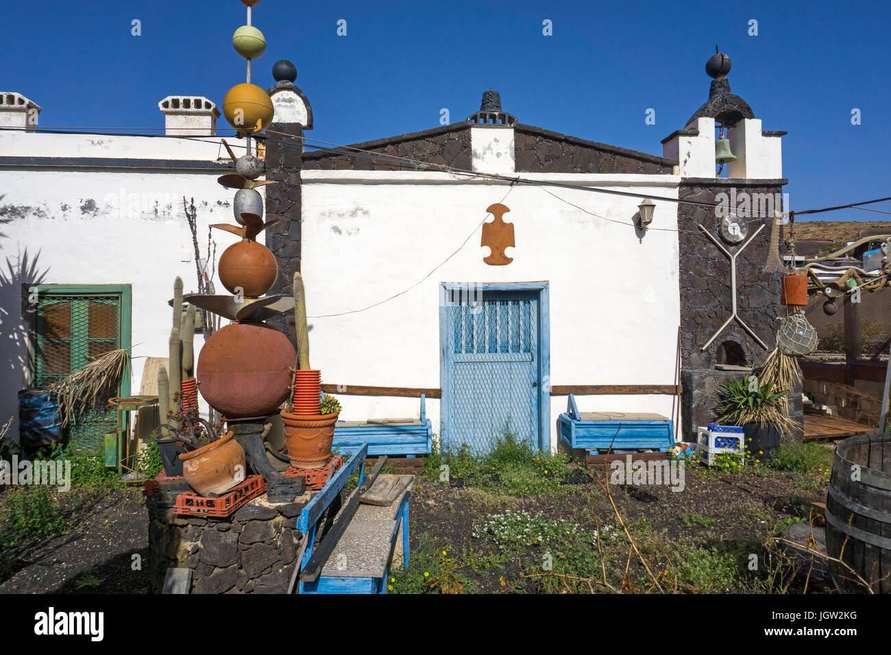 Curious house of a artist at Las Casitas de Femes, Lanzarote island, Canary islands, Spain, Europe Stock Photo
