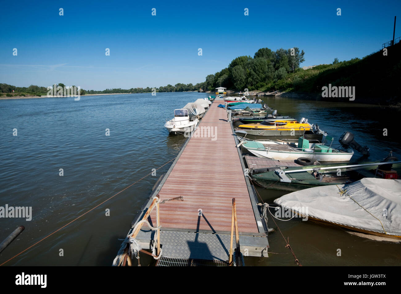 Italy, Emilia Romagna, Polesine Parmense, River Po, Harbour Stock Photo