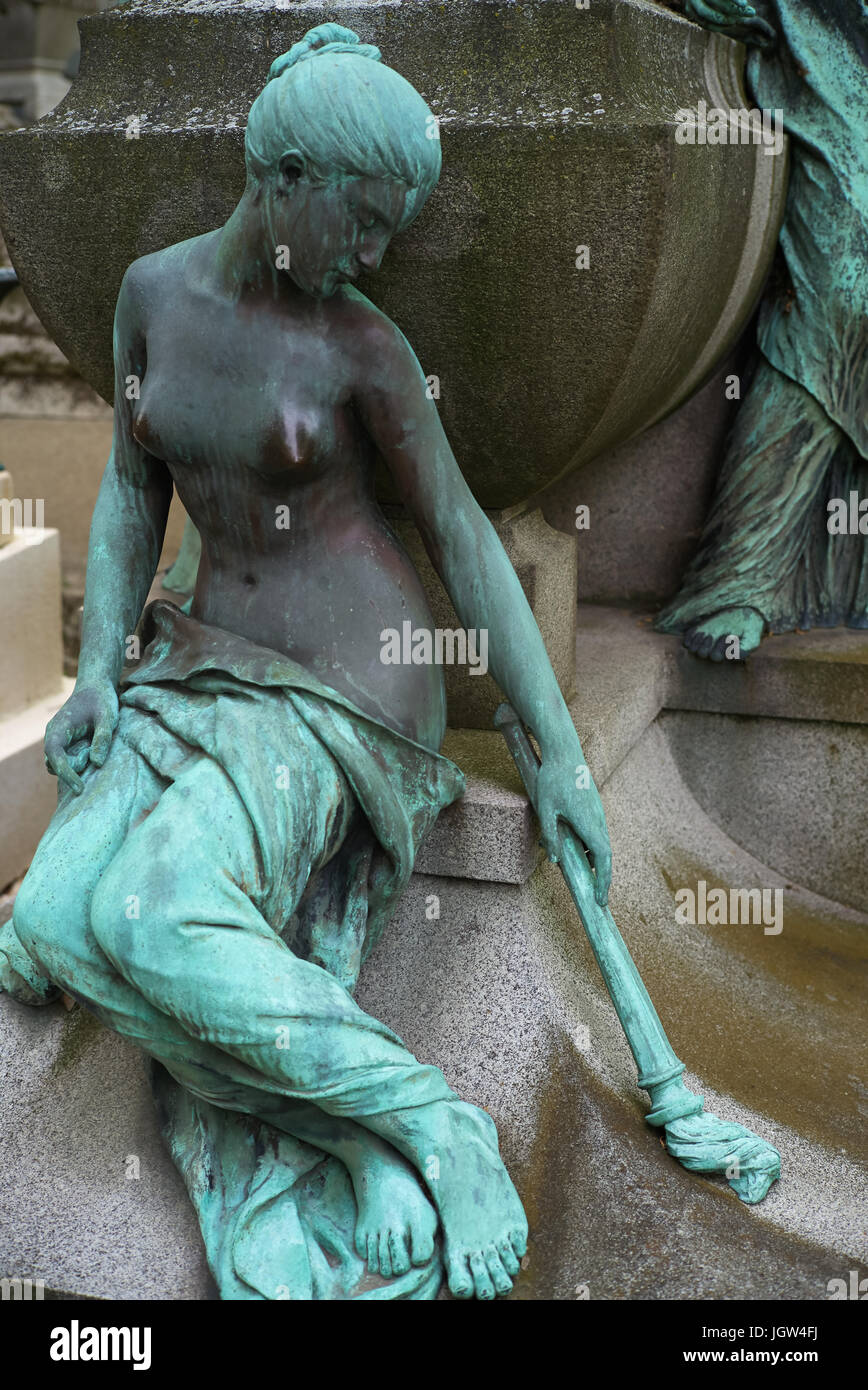 Statue from the Cimetiere du Pere Lachaise, Paris, France. Stock Photo
