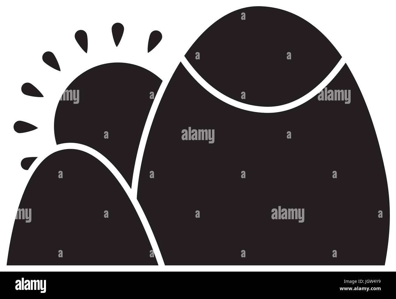 mountains and sun icon over white background vector illustration Stock ...