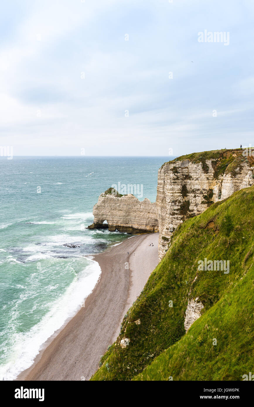 The beach and stone cliffs in Etretat, France, Normandy Stock Photo - Alamy
