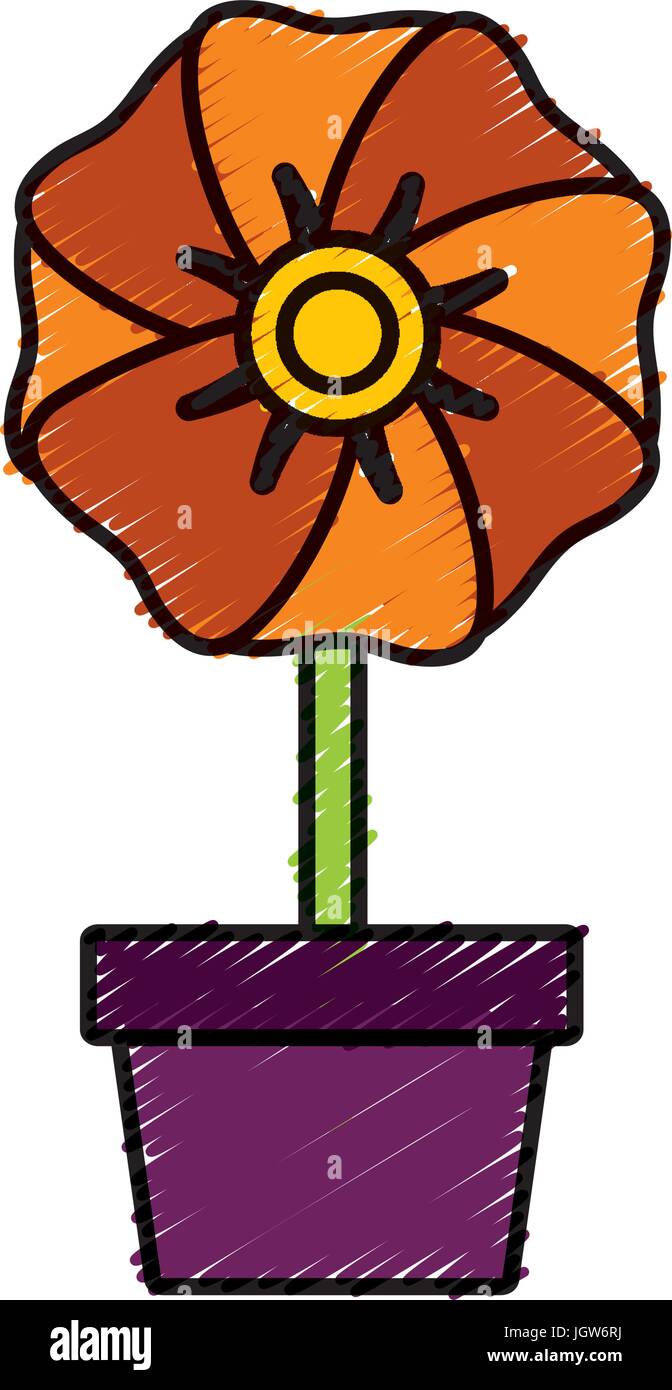 flower in a pot icon over white background colorful design vector ...