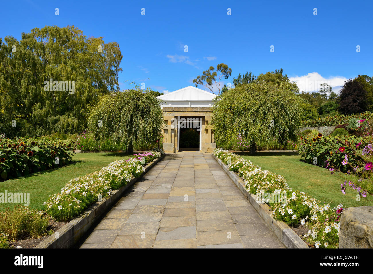 Entrance to the Conservatory in the Royal Tasmanian Botanical Gardens in Hobart, Tasmania, Australia Stock Photo