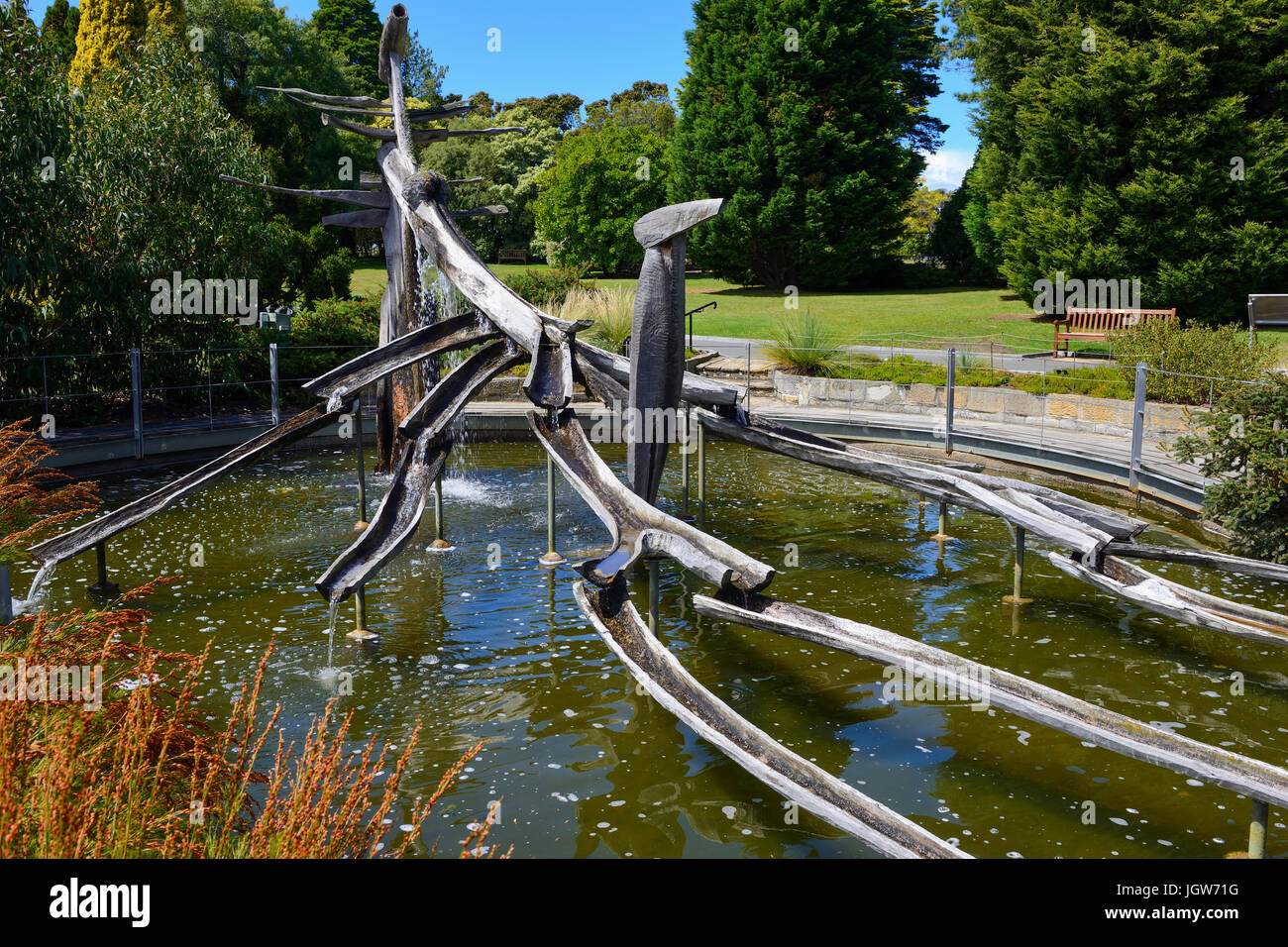 French Memorial Fountain in the Royal Tasmanian Botanical Gardens in Hobart, Tasmania, Australia Stock Photo