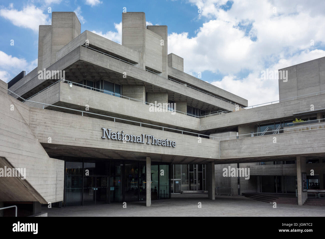 Brutalist architecture London: The Royal National Theatre brutalist / brutalism building by Denys Lasdun. Southbank, London, UK Stock Photo