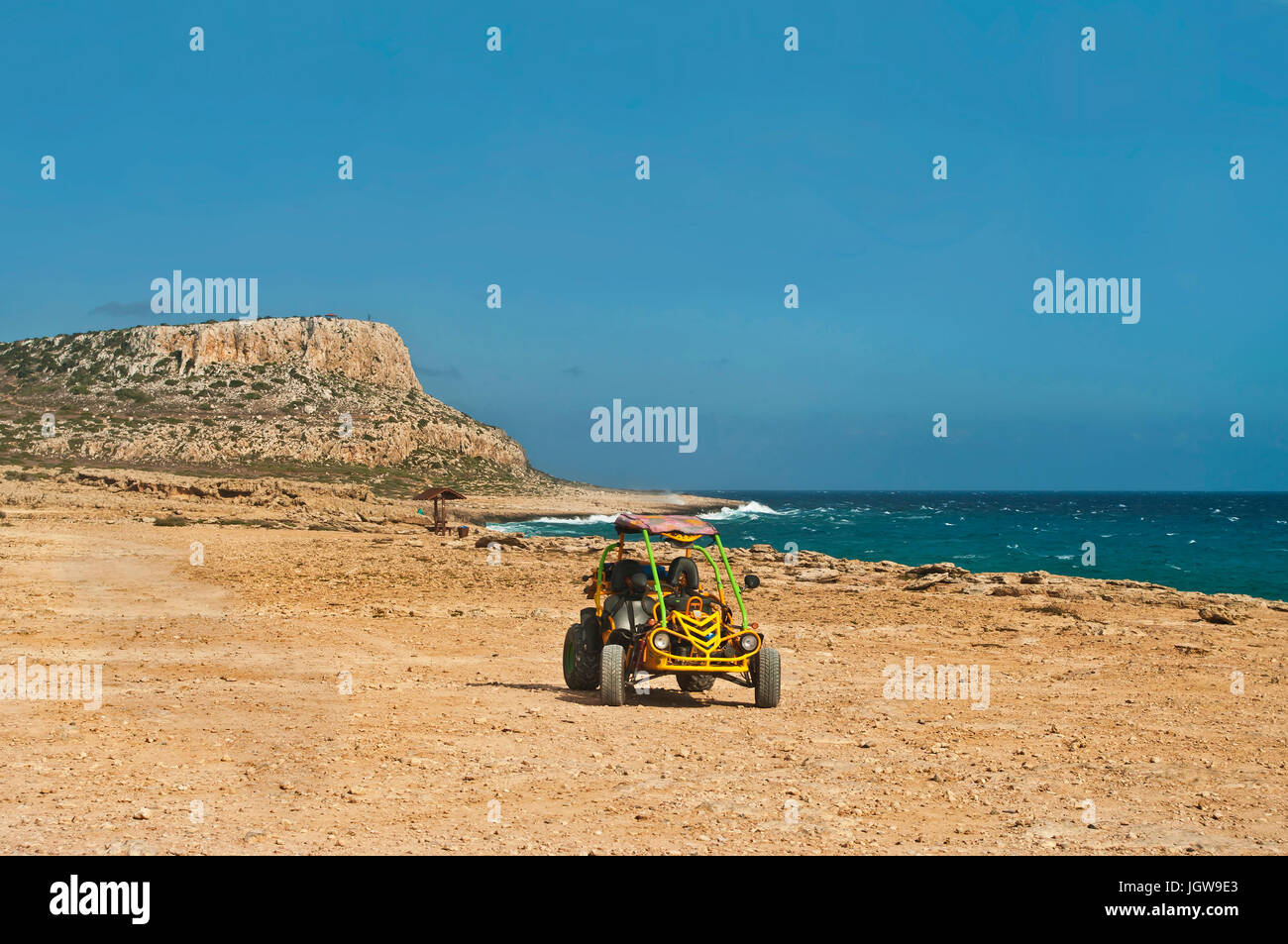 dune buggy at cape greco, cyprus Stock Photo