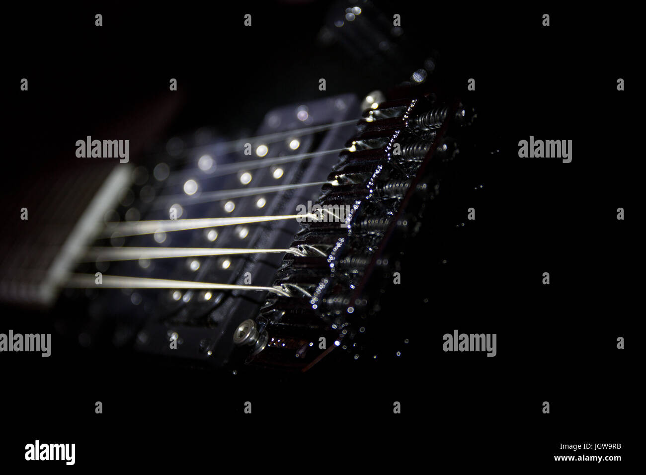 Guitar strings, Shallow depth of field. Stock Photo