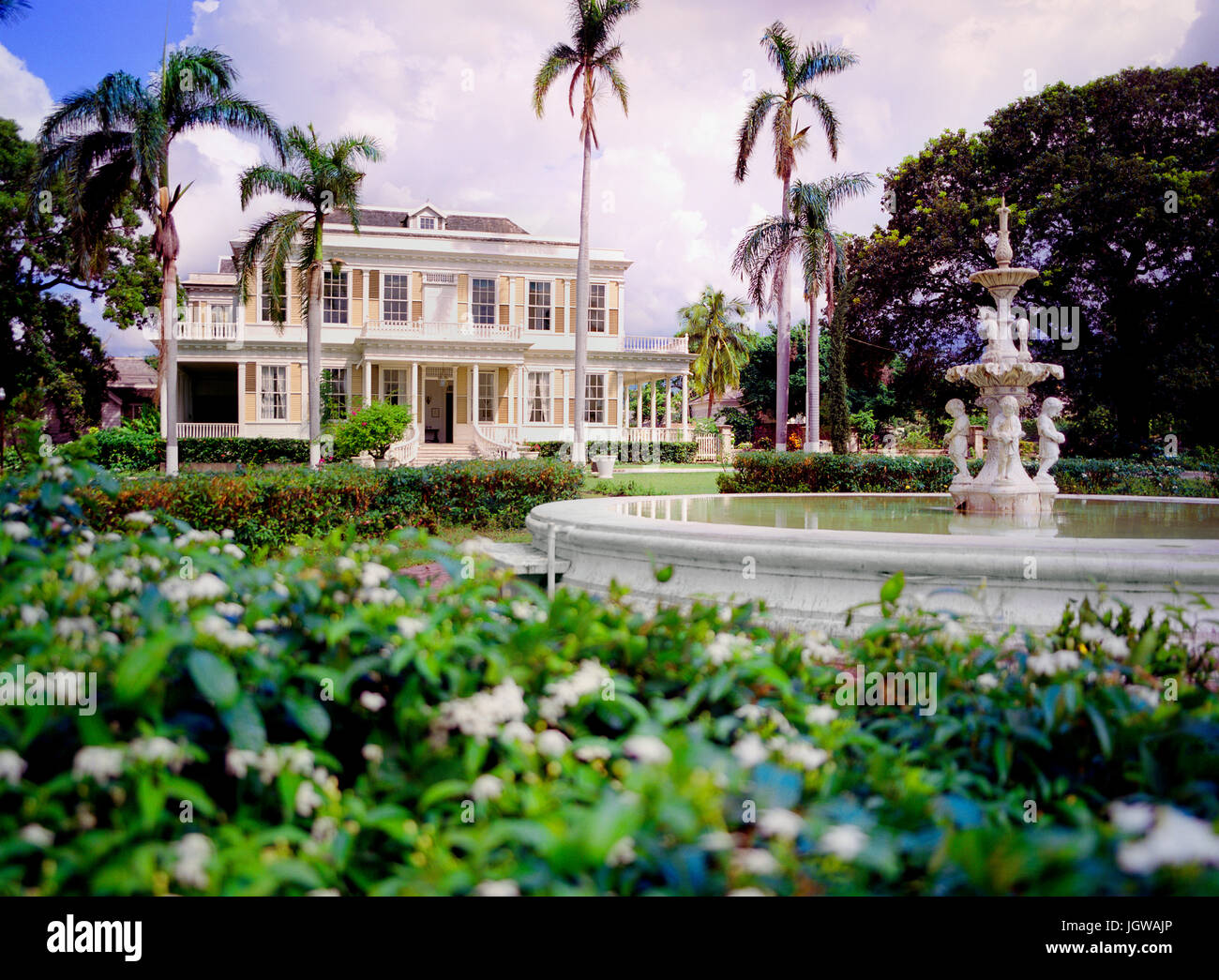 A fountain on the grounds of Devon House. Kingston, Jamaica Stock Photo