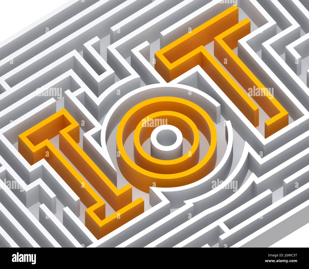 IoT maze graphic. Internet of things concept. 3D rendering image. Stock Photo