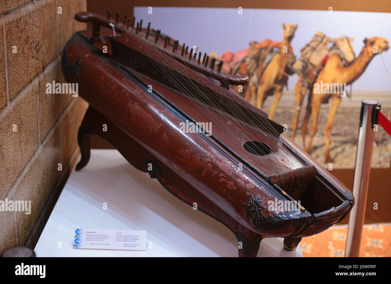 A vintage musical instrument on display during Putrajaya International
