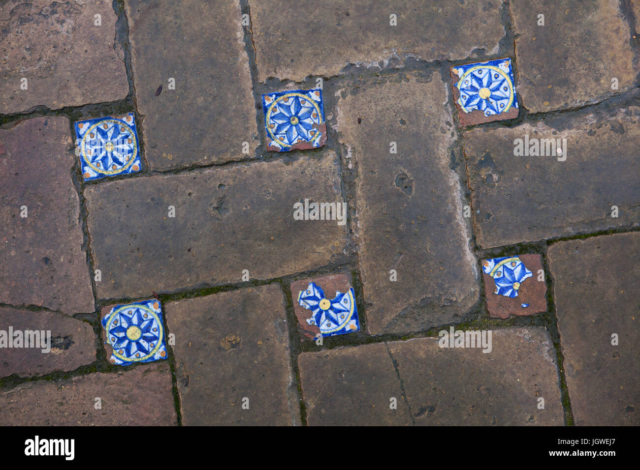 Spanish tinglazed painted tiles called Azulejos from the 16th century