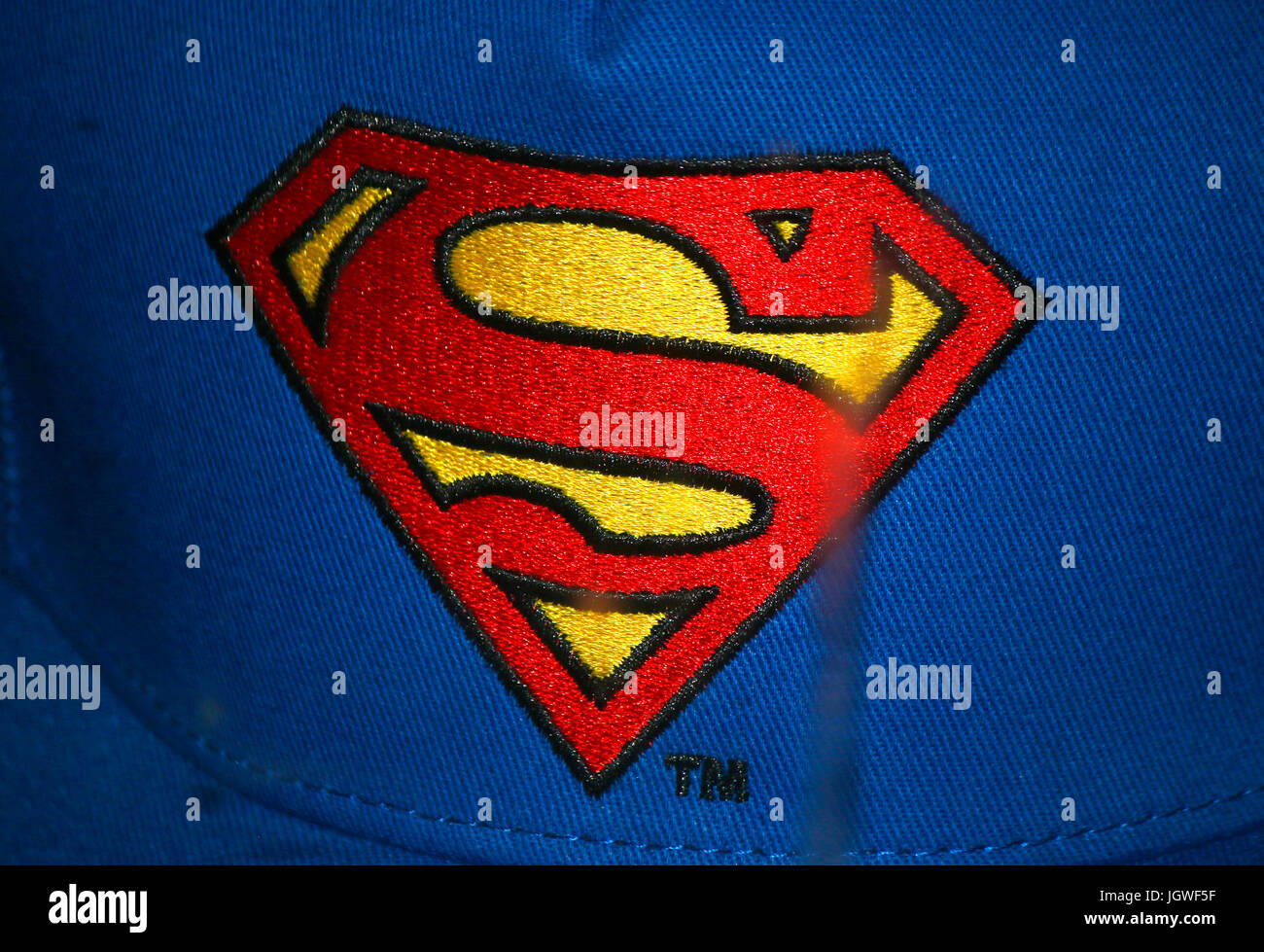 Superman Logo Comicfigur, Berlin. Stock Photo