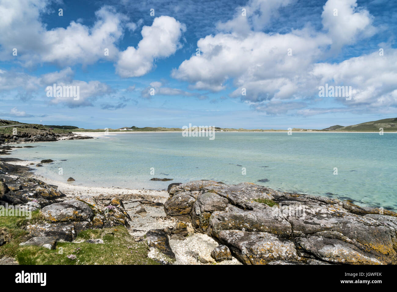 Wide shallow bay of Traigh Mhòr, Barra, Outer Hebrides Stock Photo