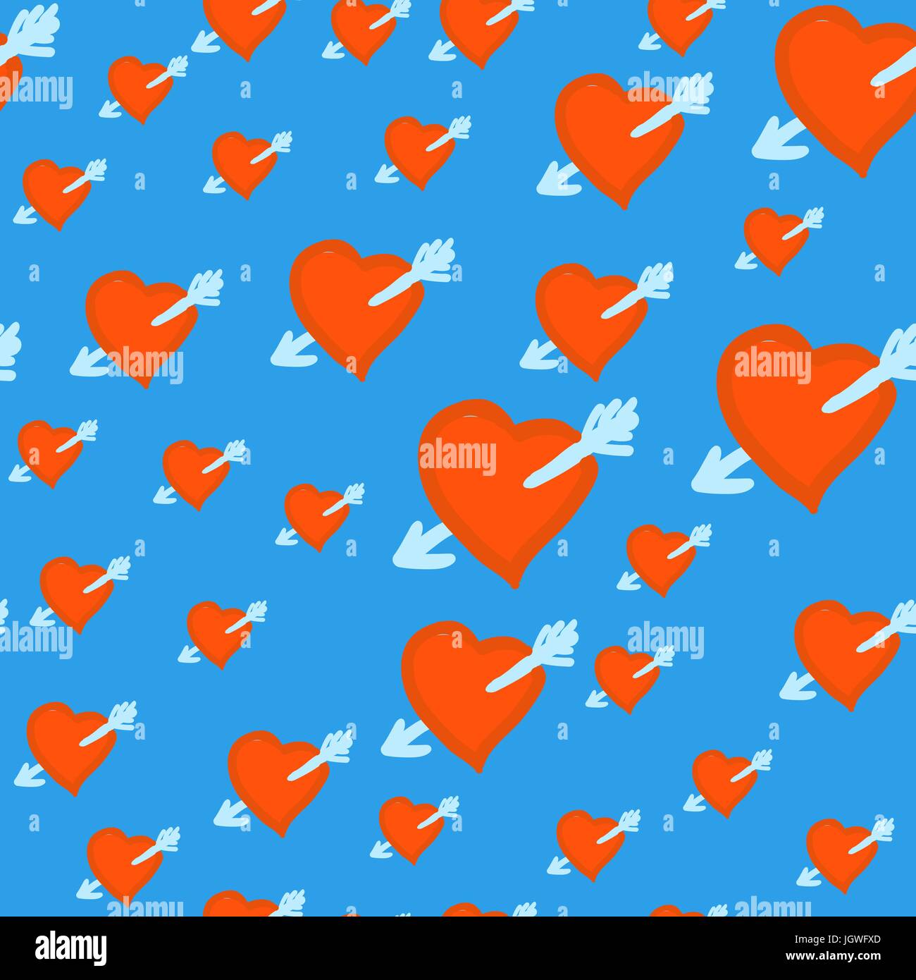 Vector Valentines Day card. Seamless pattern with hearts with arrows ...