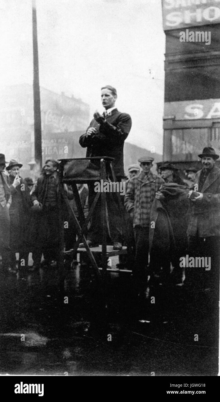 Industrial Workers of the World Arthur Boose speaking to crowd, circa