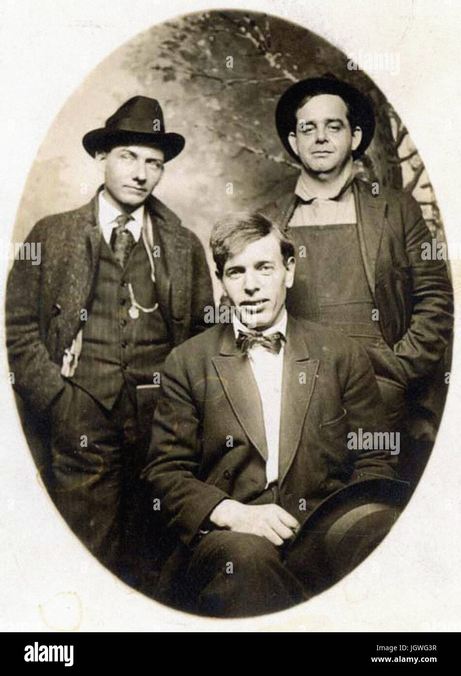 Industrial Workers of the World Photographic postcard of three IWW members, c. 1910s1920s
