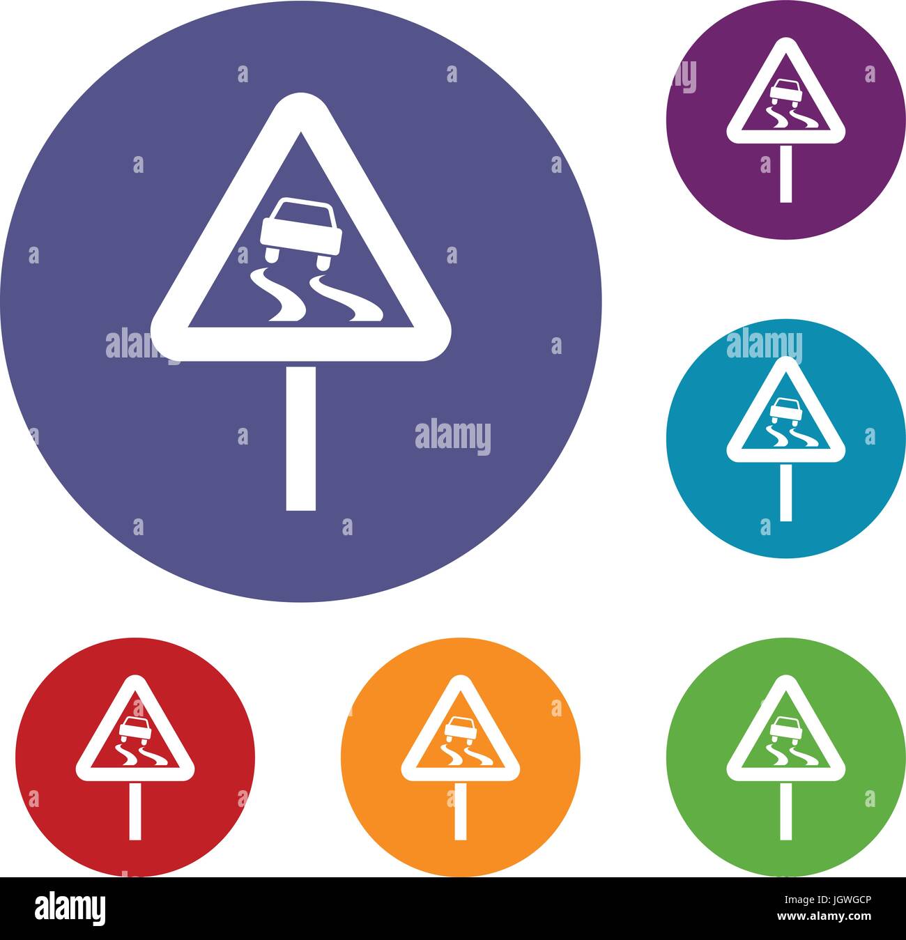Slippery when wet road sign icons set Stock Vector Image & Art - Alamy