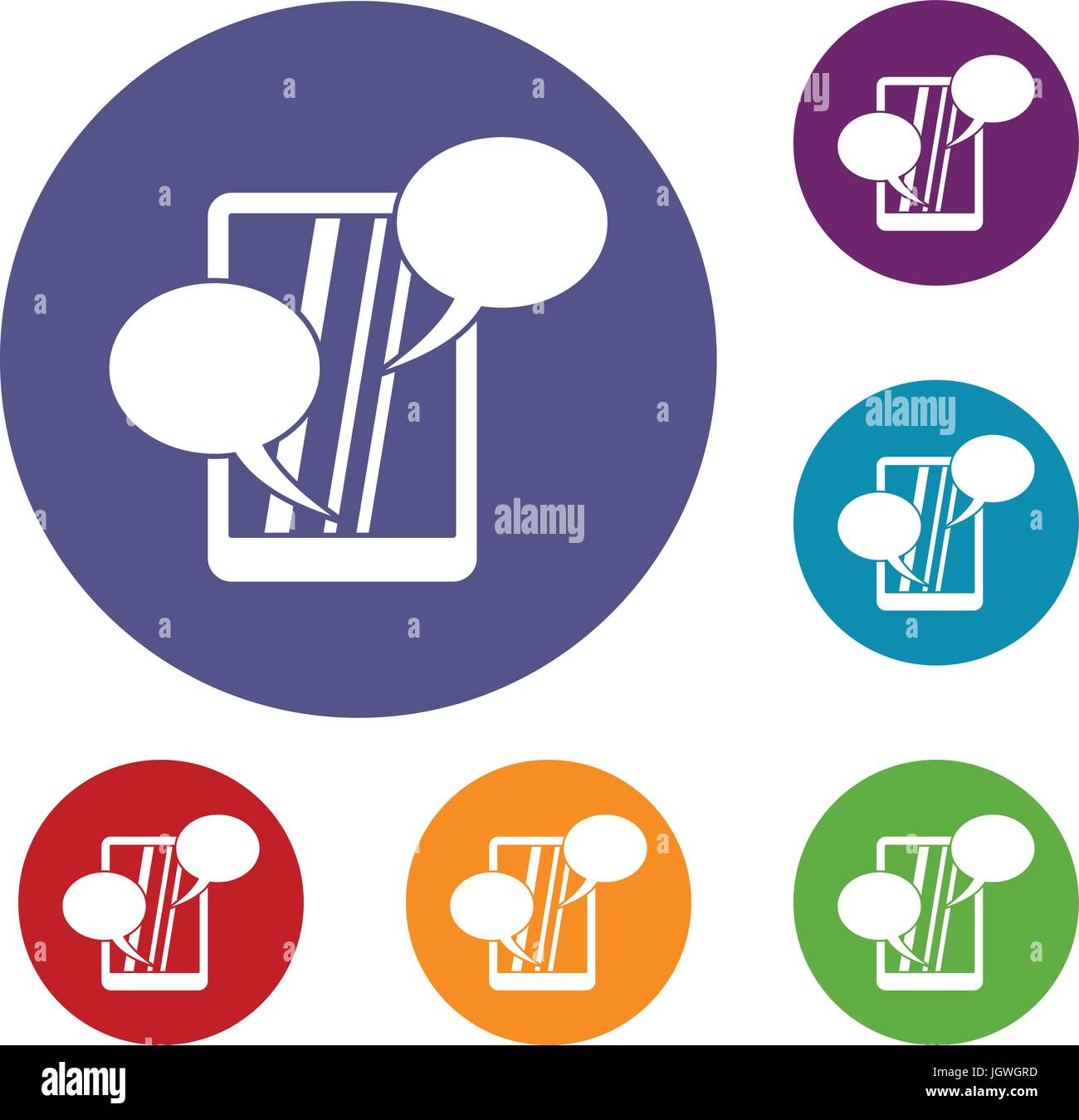 Speech bubble on phone icons set Stock Vector Image & Art - Alamy