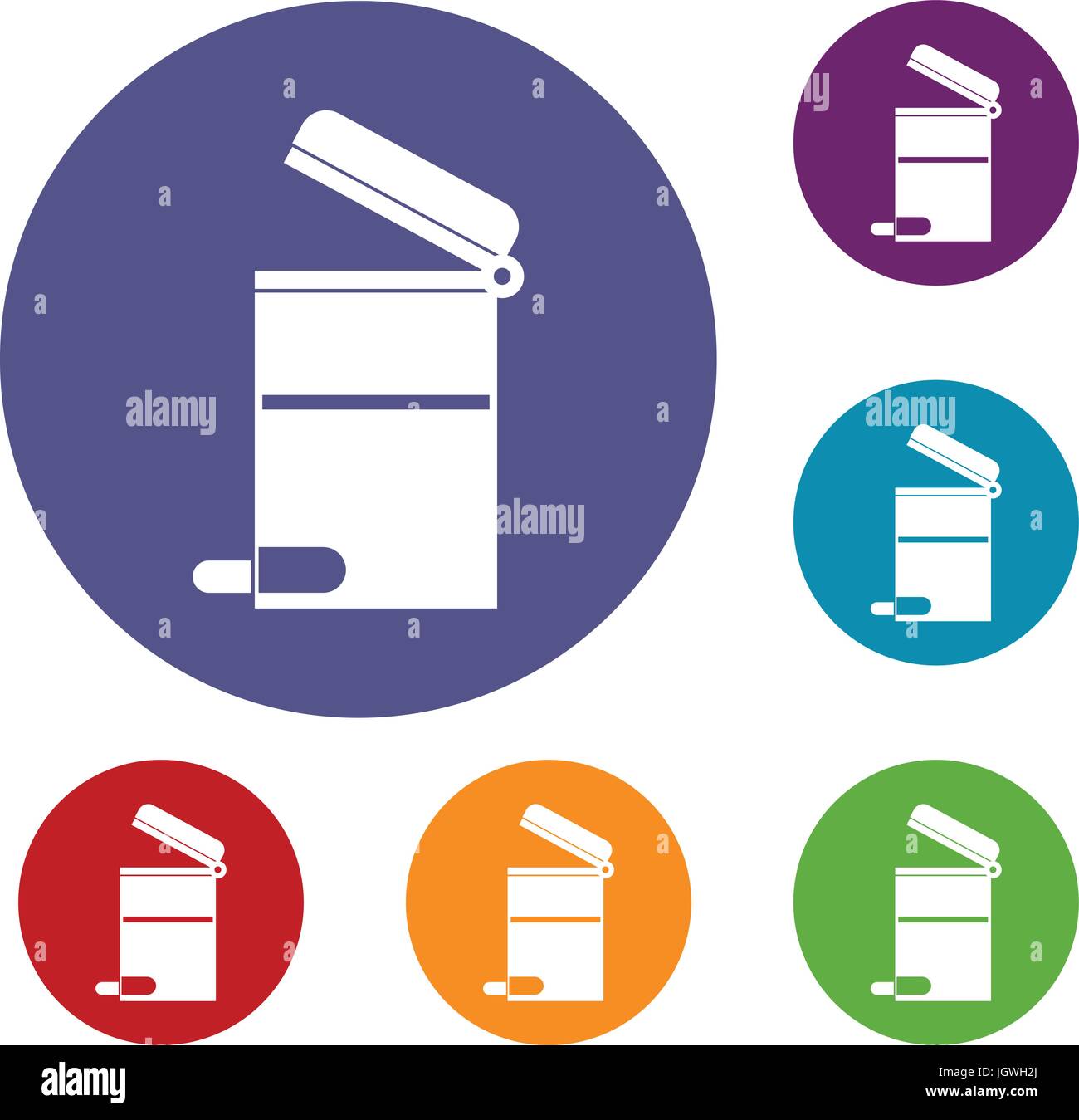 Steel trashcan icons set Stock Vector Image & Art - Alamy