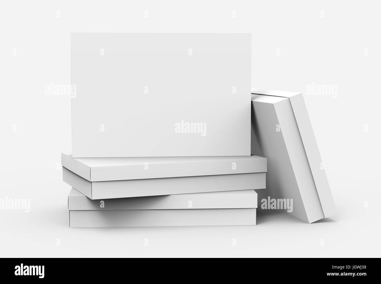 several flat blank boxes piled up for design in 3d rendering Stock Photo