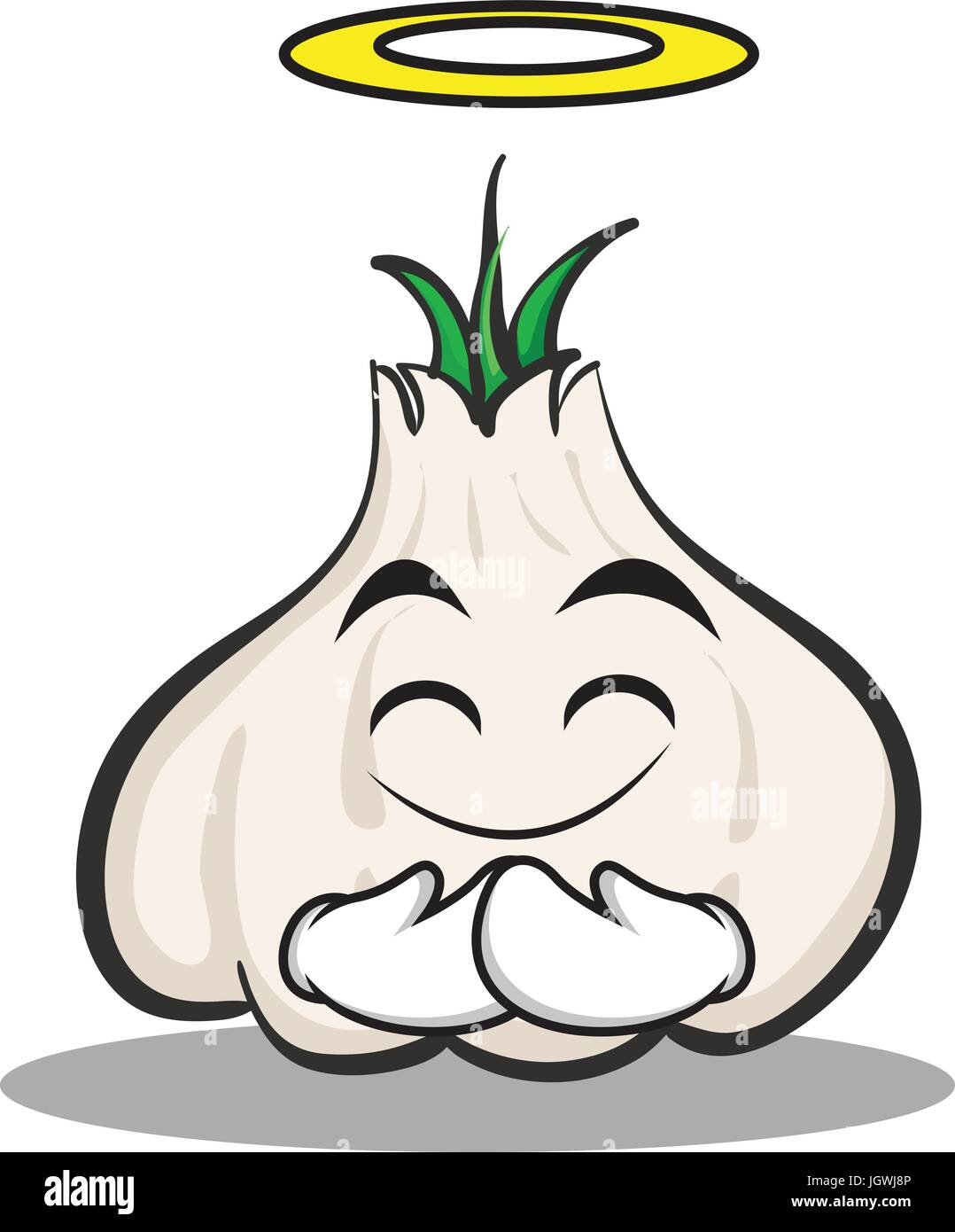 Innocent face garlic cartoon character Stock Vector