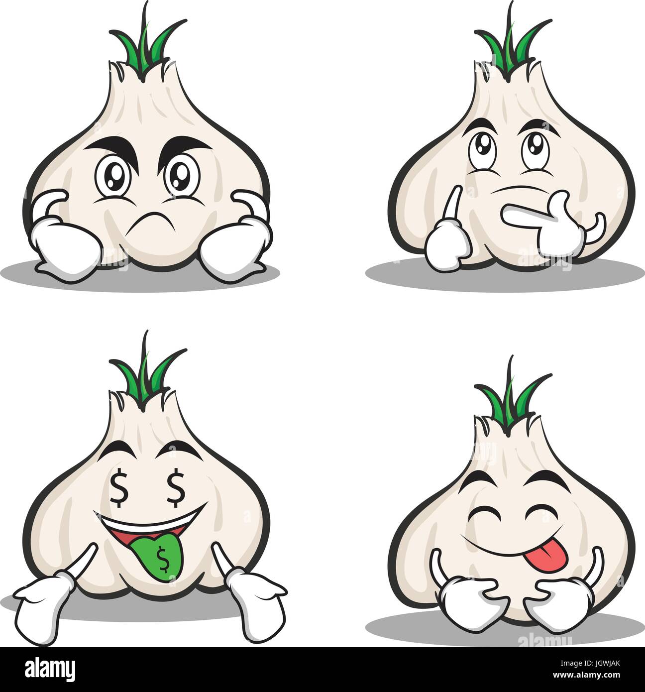 Set garlic cartoon character collection Stock Vector Image & Art Alamy